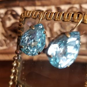 Lite Blue Faceted Teardrop Sparkle Earrings
